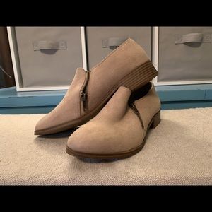 Women’s shoe booties in tan suede